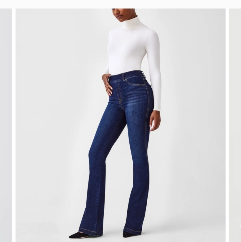 Spanx Dark Blue High-Rise Bootcut Jeans